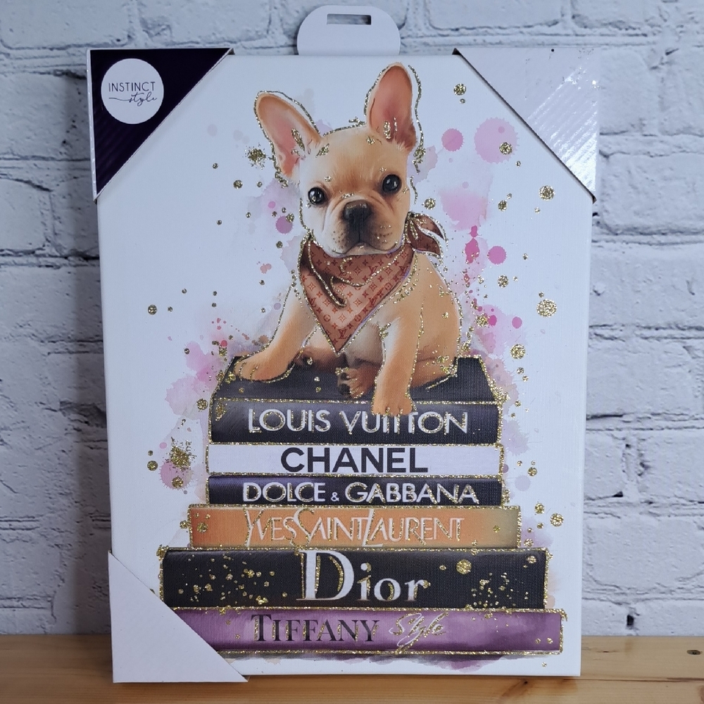 Instinct Art French Bulldog Painting with Gold and Purple Accents